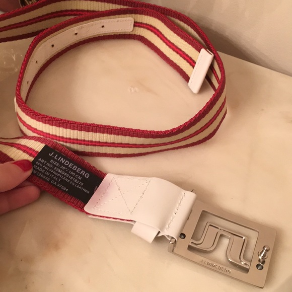 J.LINDEBERG Slater 40 Striped Webbing Dark Red - Picture 9 of 9